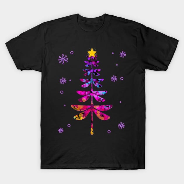 dragonfly christmas tree T-Shirt by Ghani Store